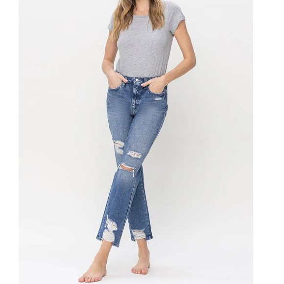 NWT Ultra High Rise Straight Leg Distressed Jeans - Picture 2 of 3